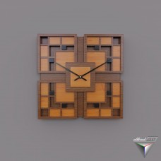 clock radial squares wood DIY