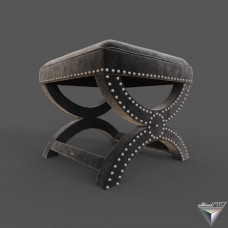 padded stool Safavieh Mystic Ottoman Silver Nail Heads MCR4645E